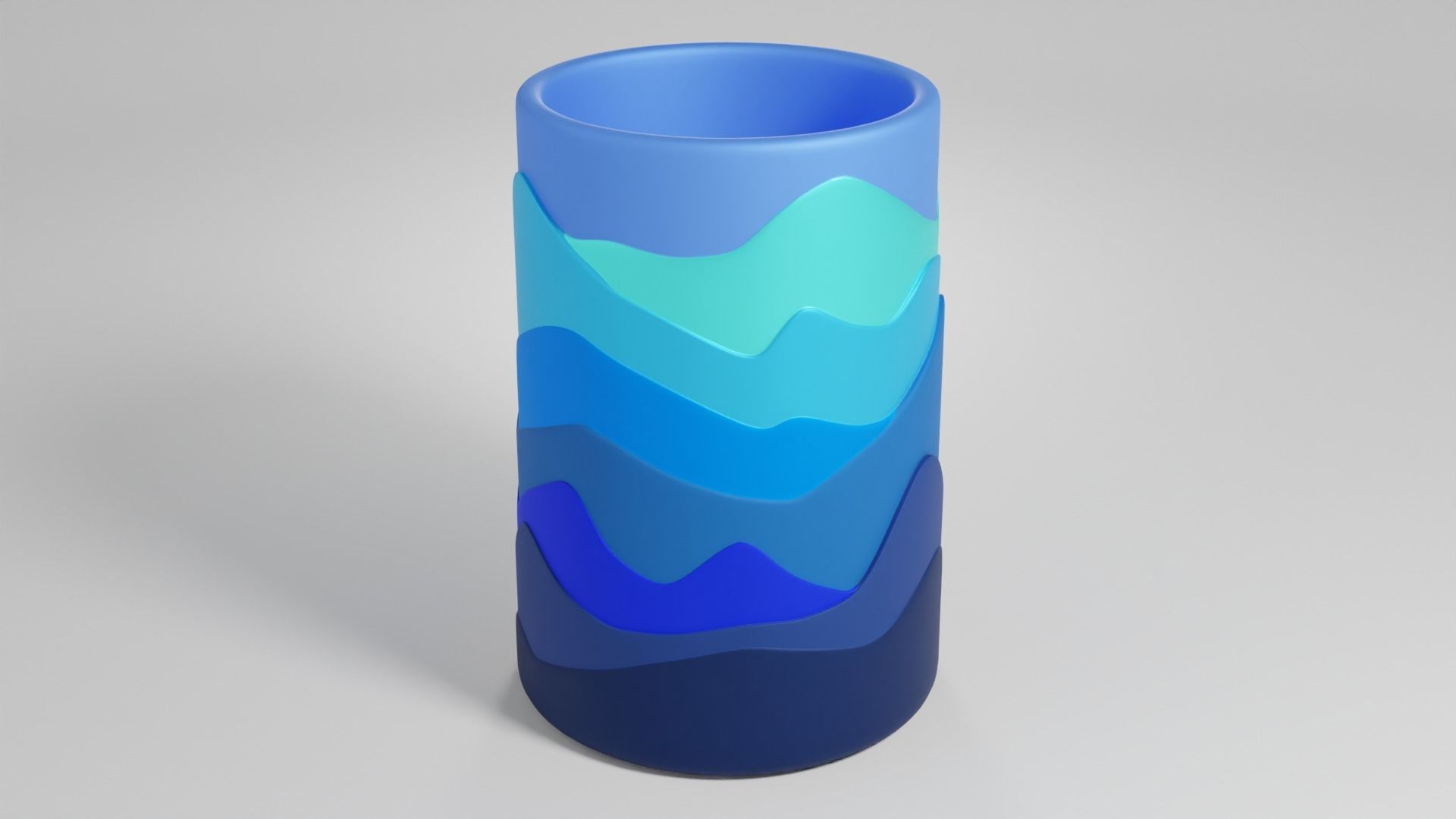 Pen pencil holder Vase Mountains silhouette Decoration 3D print model_3