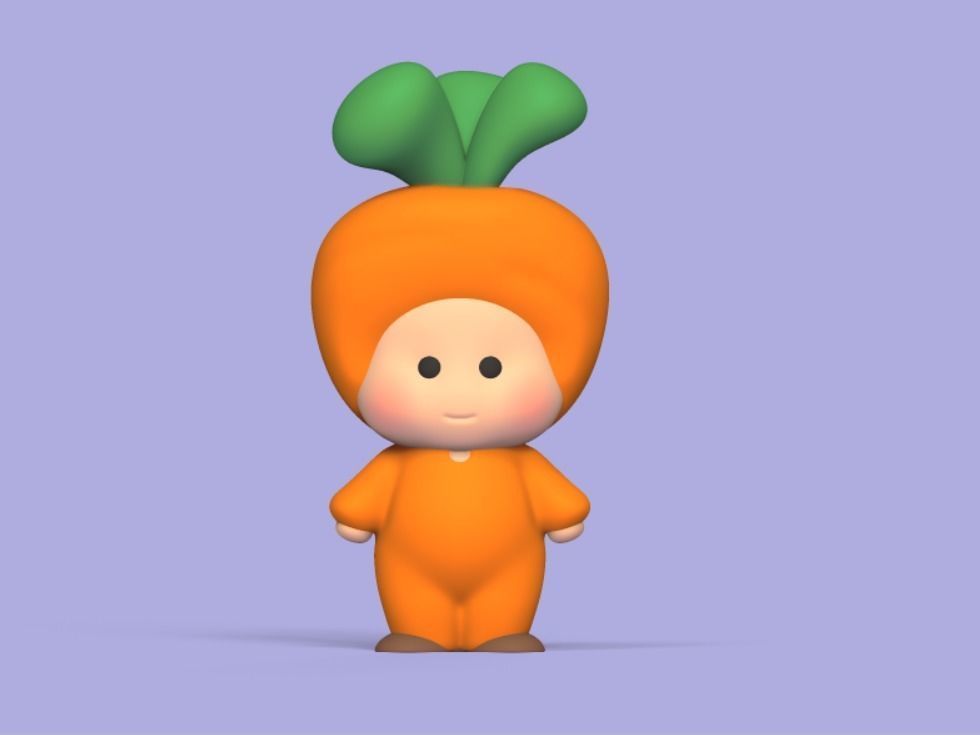 Cute Kid - Carrot 3D print model_1