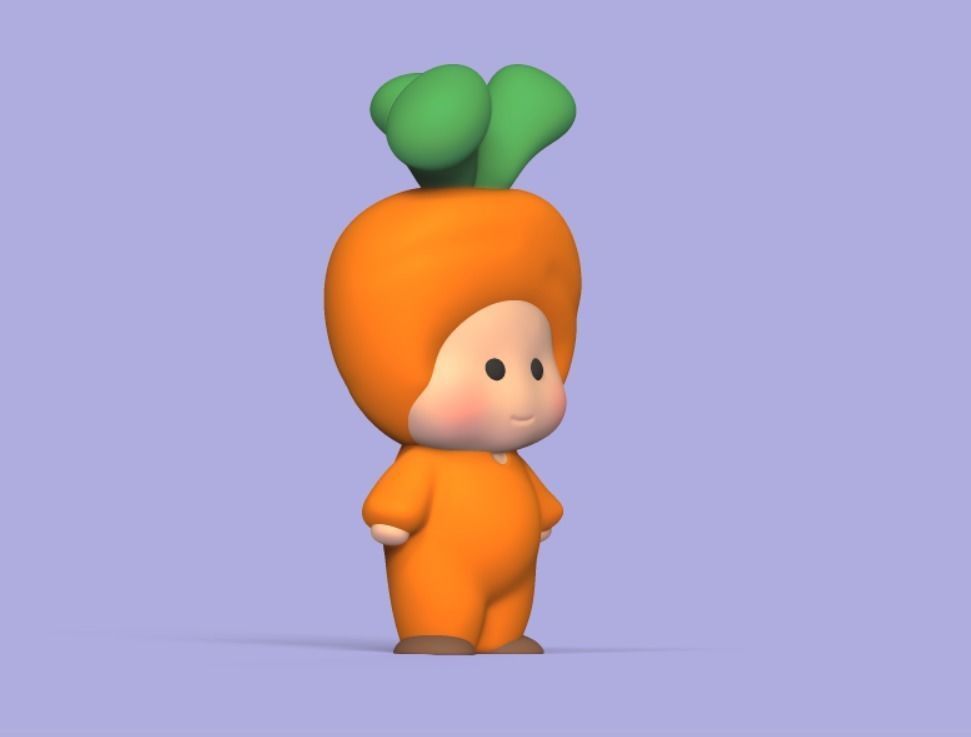 Cute Kid - Carrot 3D print model_2