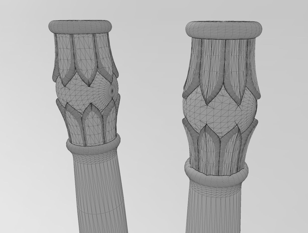 Round lotus flower bead capital column relief 3D print model_12