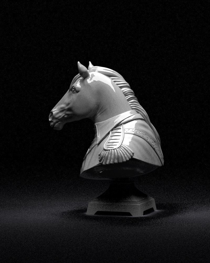 S00060 Chess Horse Bust General 3D print model_10