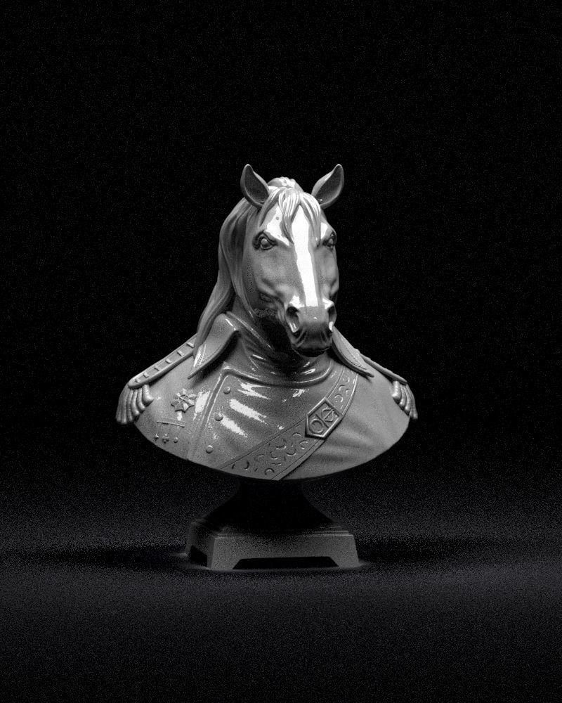 S00060 Chess Horse Bust General 3D print model_7