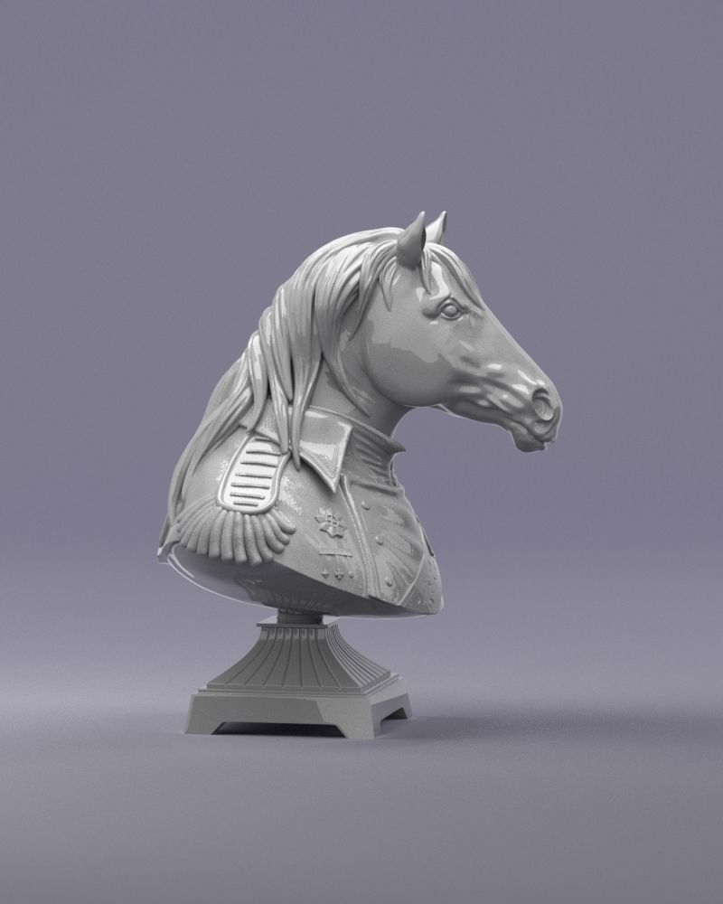 S00060 Chess Horse Bust General 3D print model_2