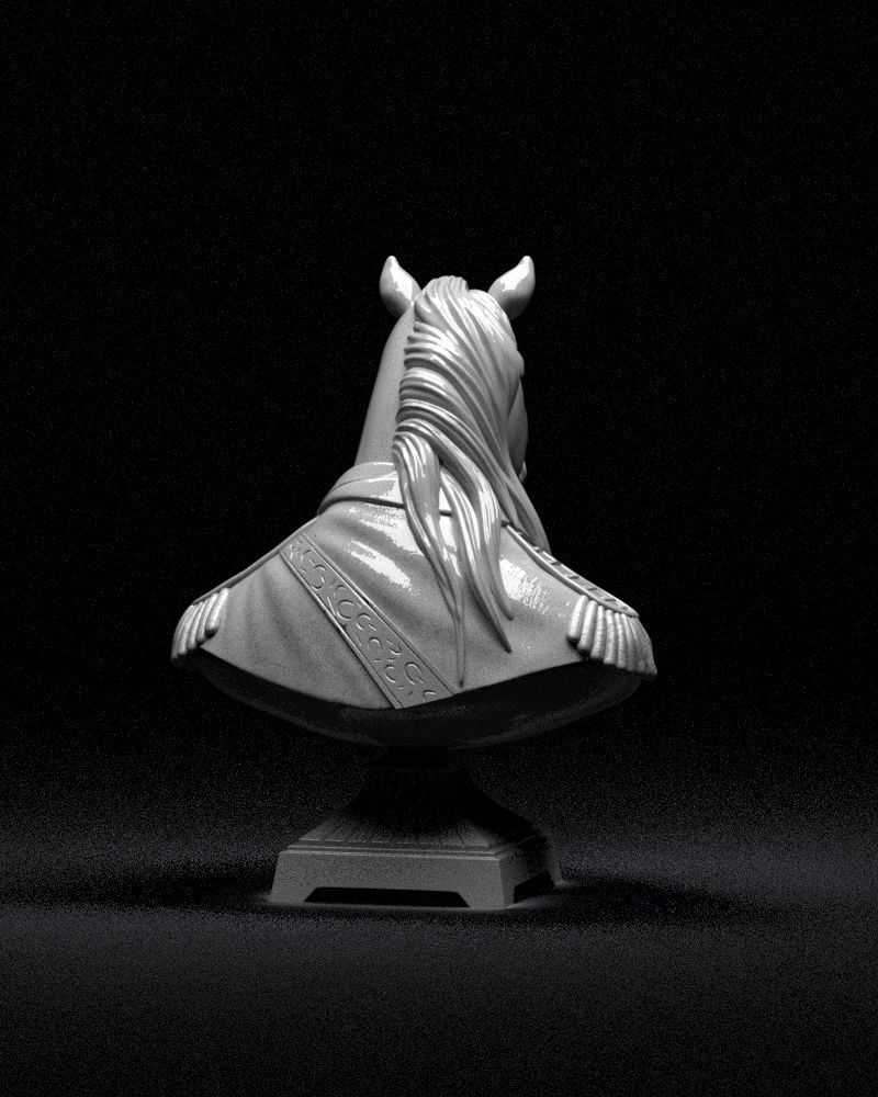 S00060 Chess Horse Bust General 3D print model_9