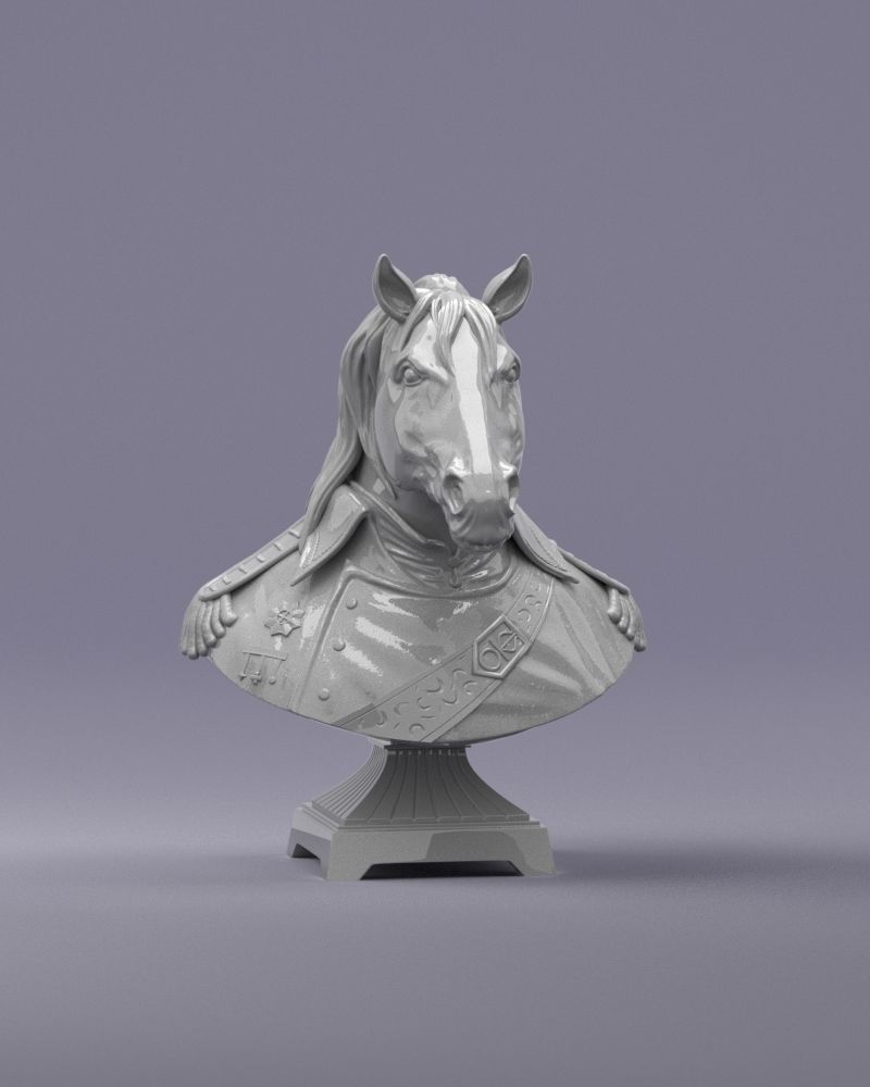 S00060 Chess Horse Bust General 3D print model_1