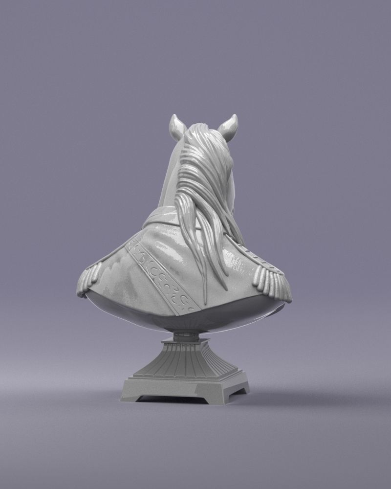 S00060 Chess Horse Bust General 3D print model_3