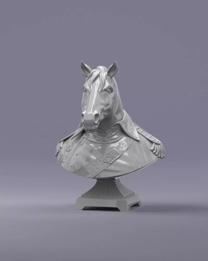 S00060 Chess Horse Bust General 3D print model_0