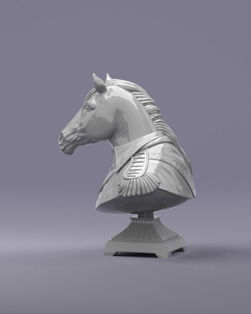 S00060 Chess Horse Bust General 3D print model_4