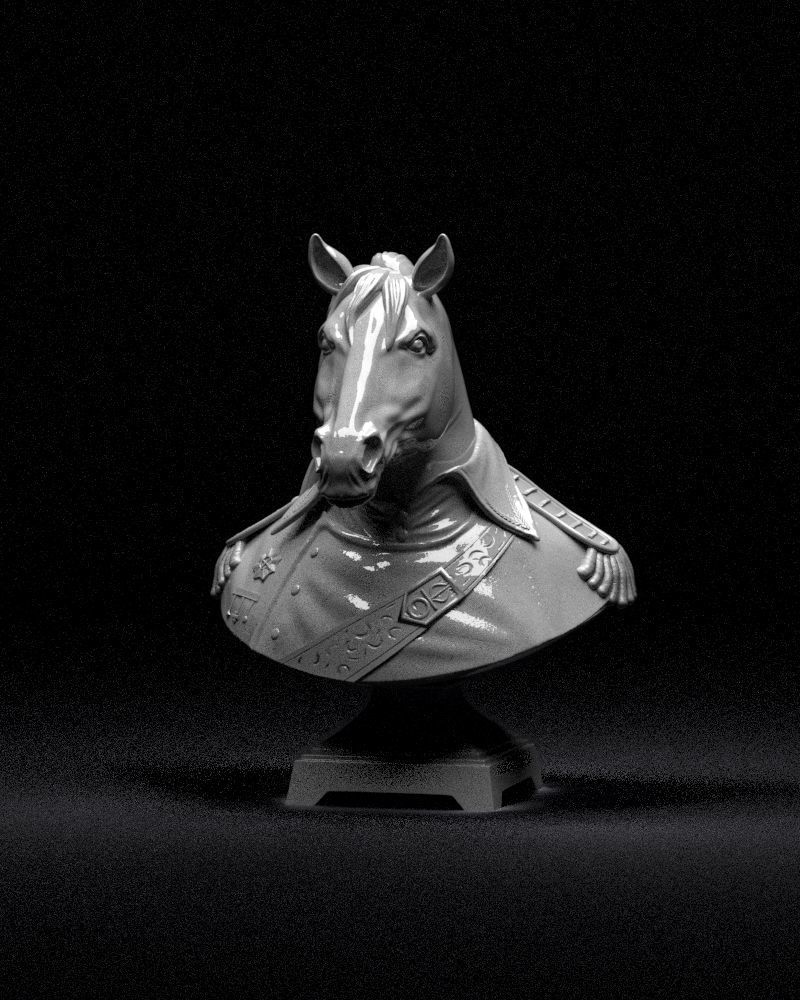 S00060 Chess Horse Bust General 3D print model_6