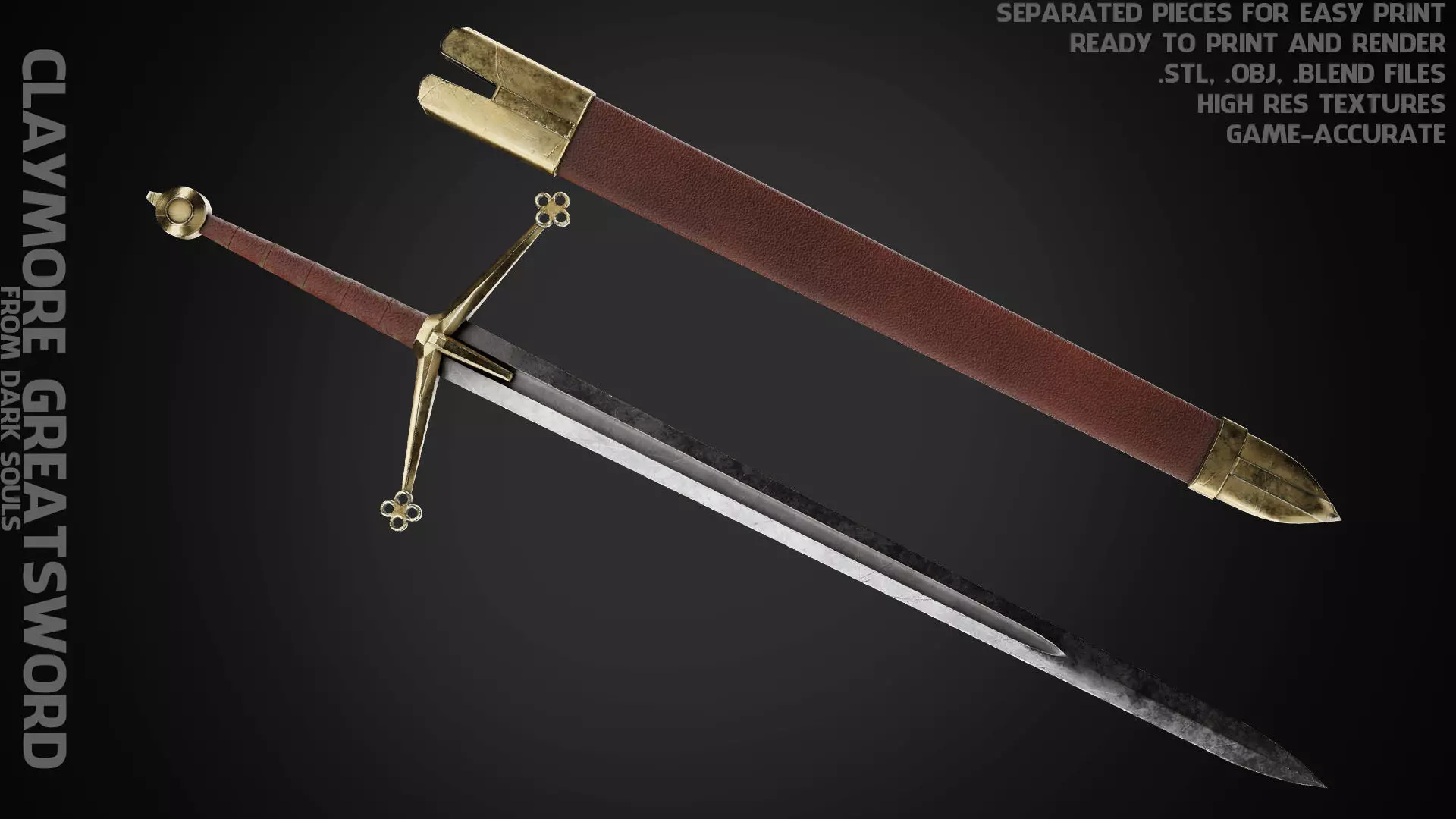 Dark Souls Claymore Sword for Cosplay 3D print model_0