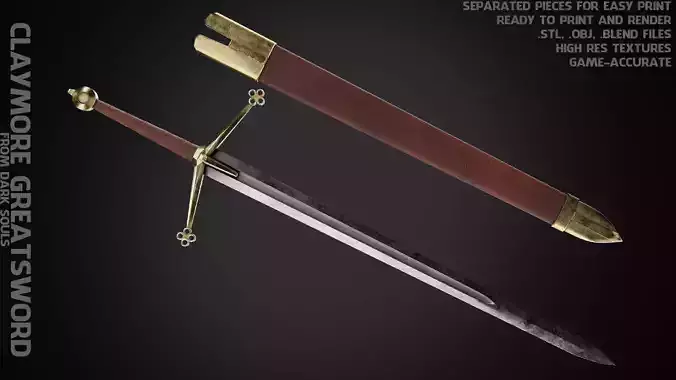 Dark Souls Claymore Sword for Cosplay 3D print model