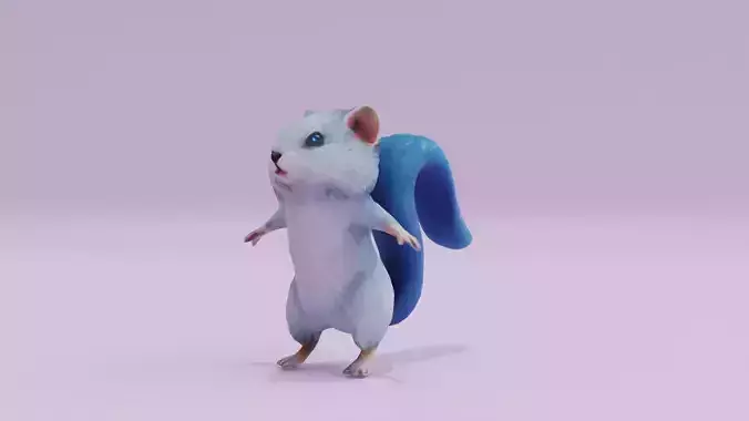 Rodent Fantasy Fluffy Tail T-pose Low High Poly Character Low-poly 3D model