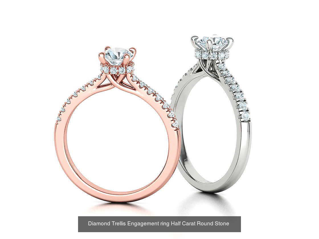 Trellis Engagement Ring Under Halo 5mm stone Collection _4