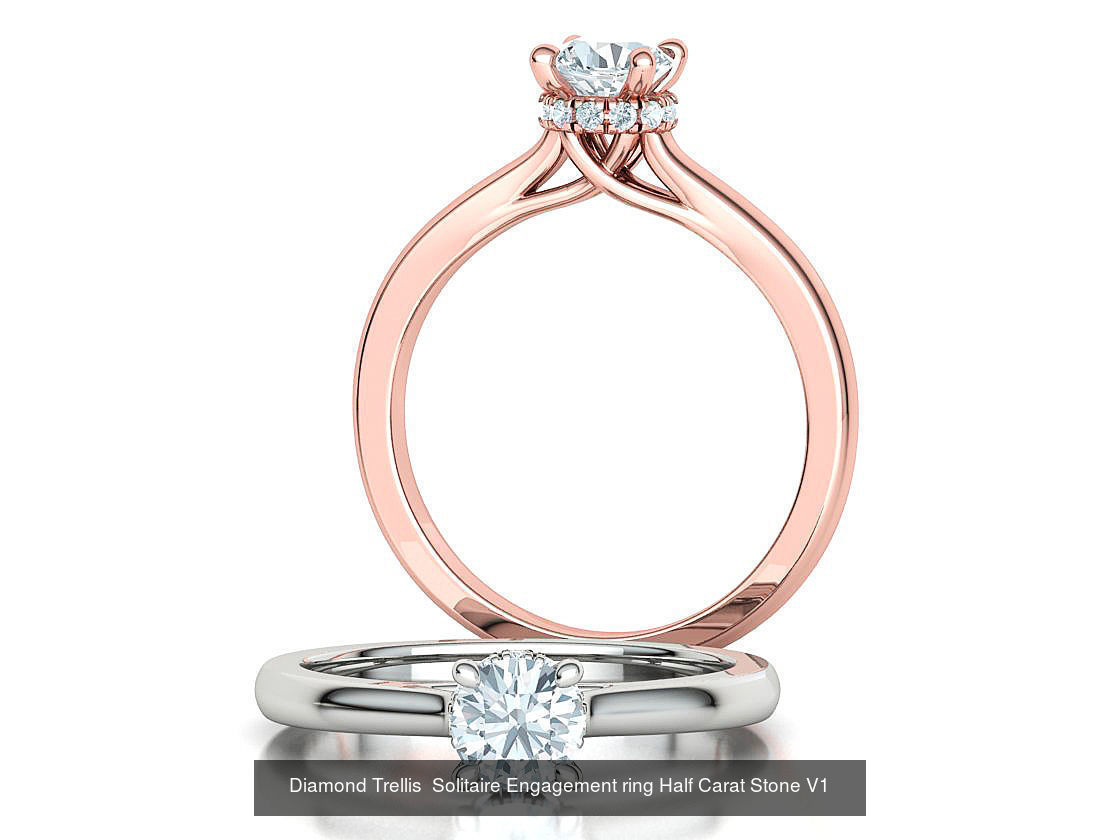Trellis Engagement Ring Under Halo 5mm stone Collection _5