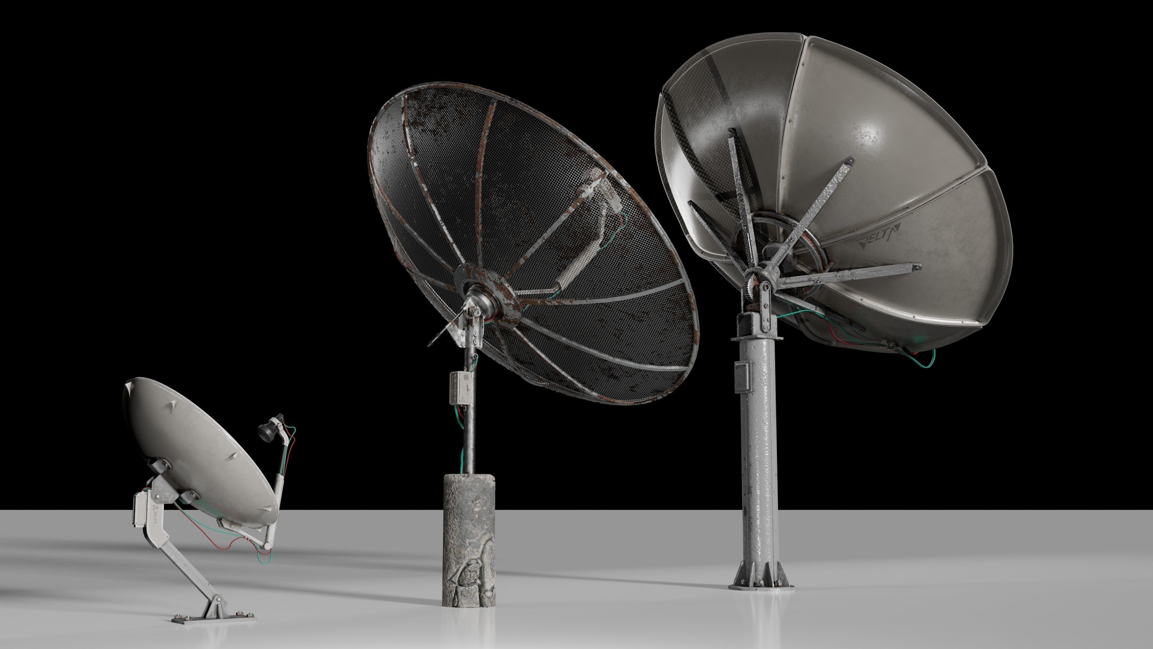 Satellite Antenna part1 Low-poly 3D model_6