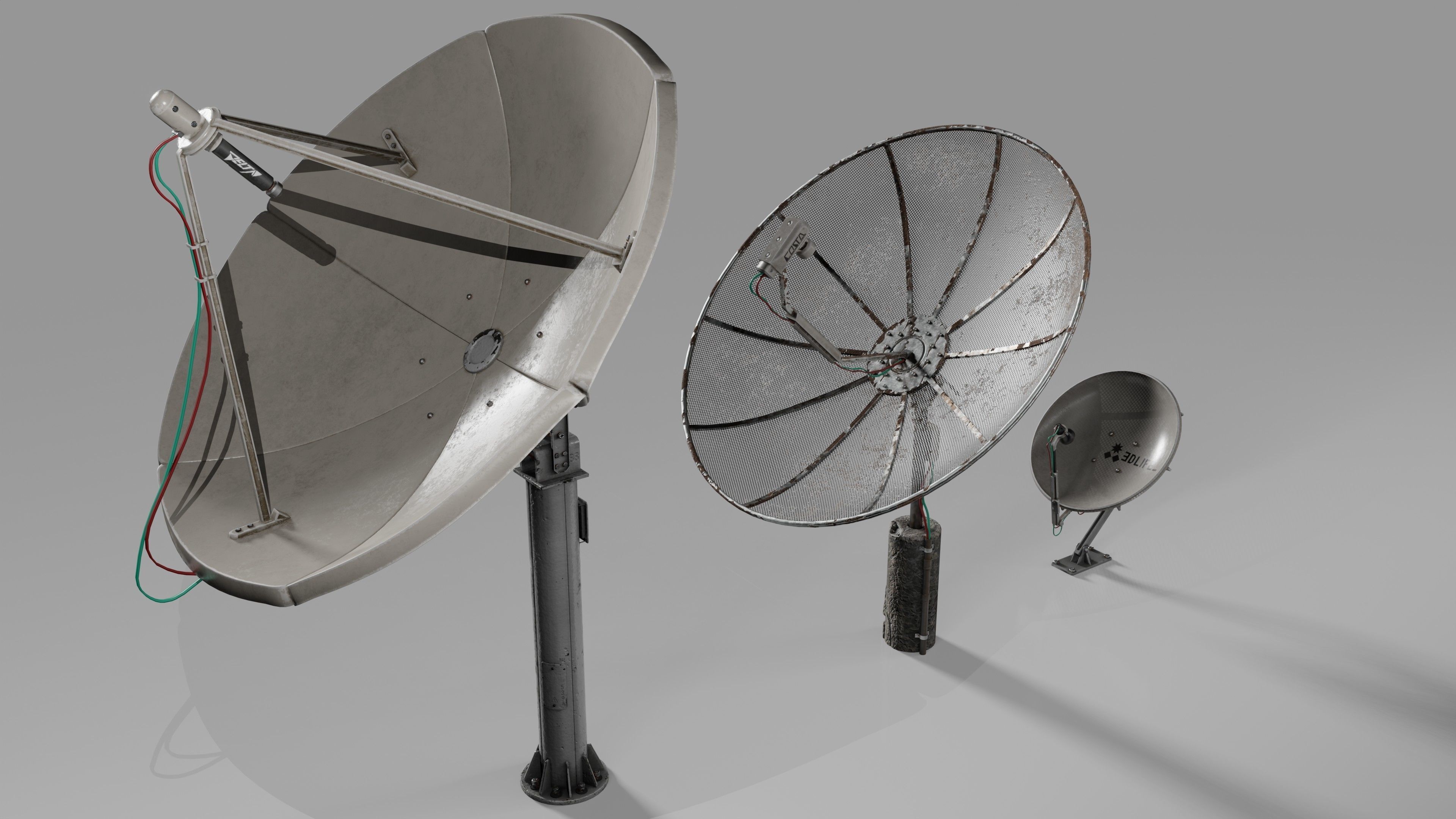 Satellite Antenna part1 Low-poly 3D model_11