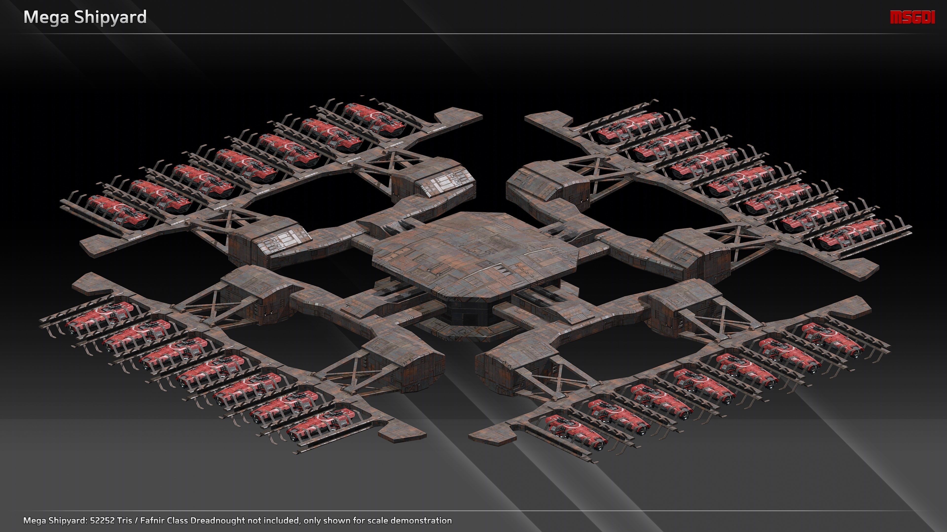 Space Mega Structures Collection Low-poly 3D model_7