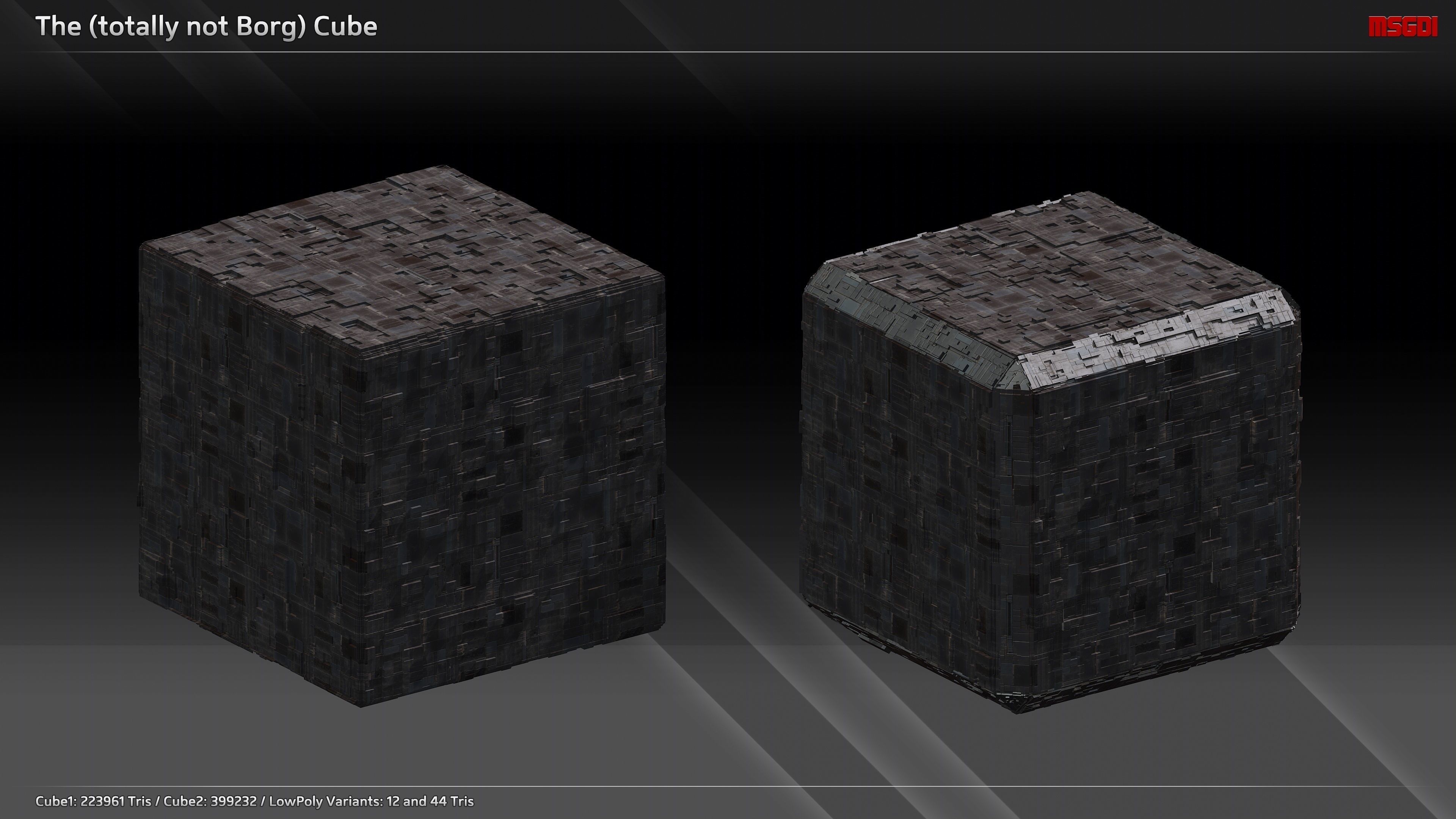 Space Mega Structures Collection Low-poly 3D model_10