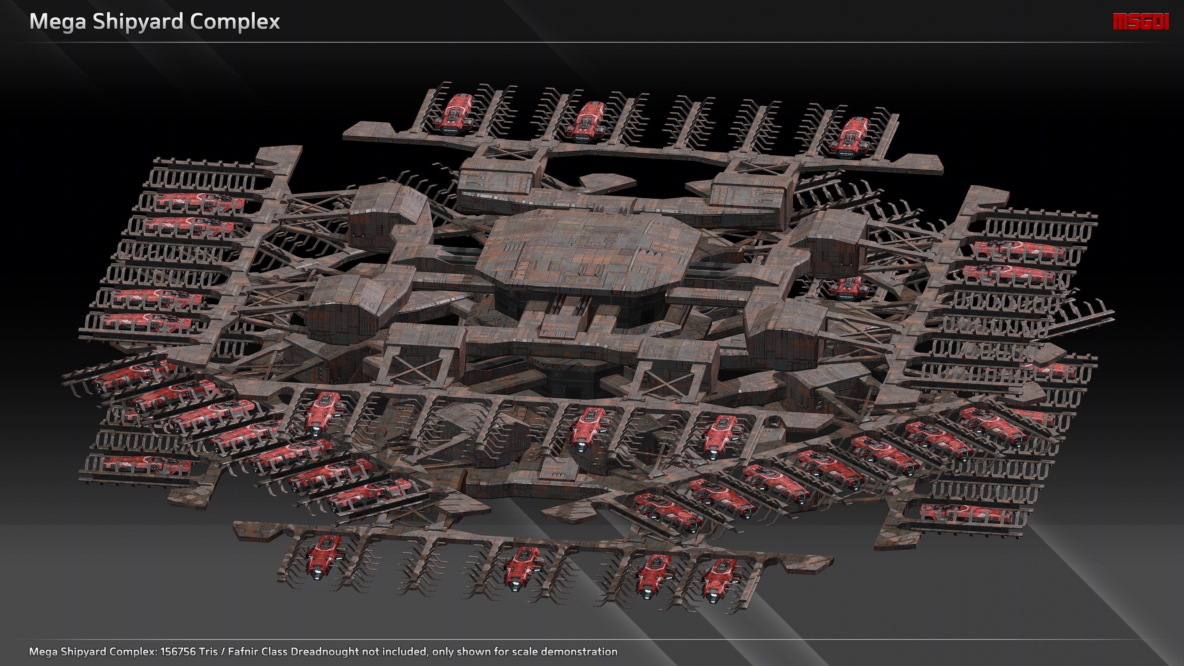 Space Mega Structures Collection Low-poly 3D model_8