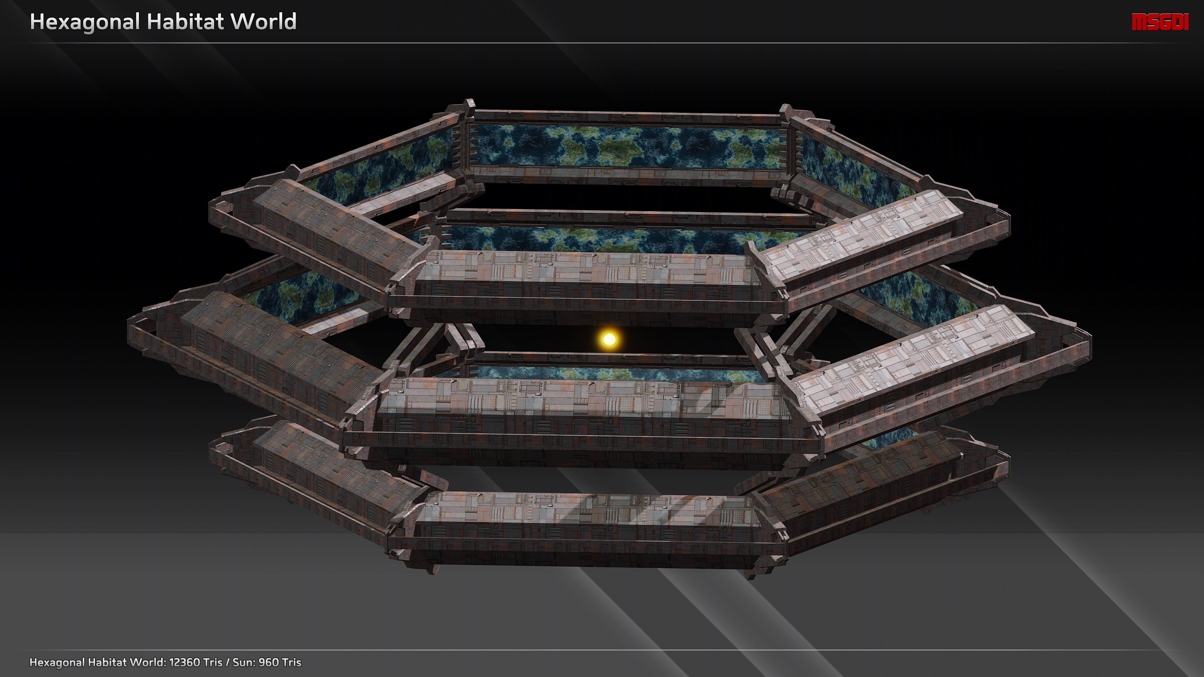 Space Mega Structures Collection Low-poly 3D model_5