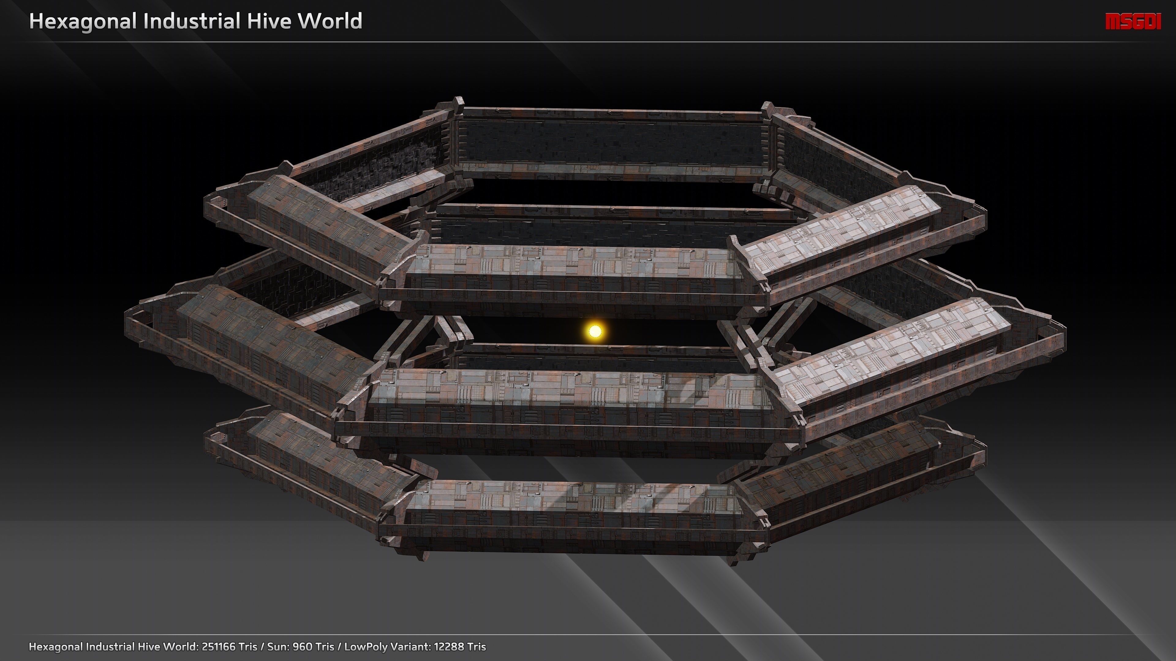 Space Mega Structures Collection Low-poly 3D model_6