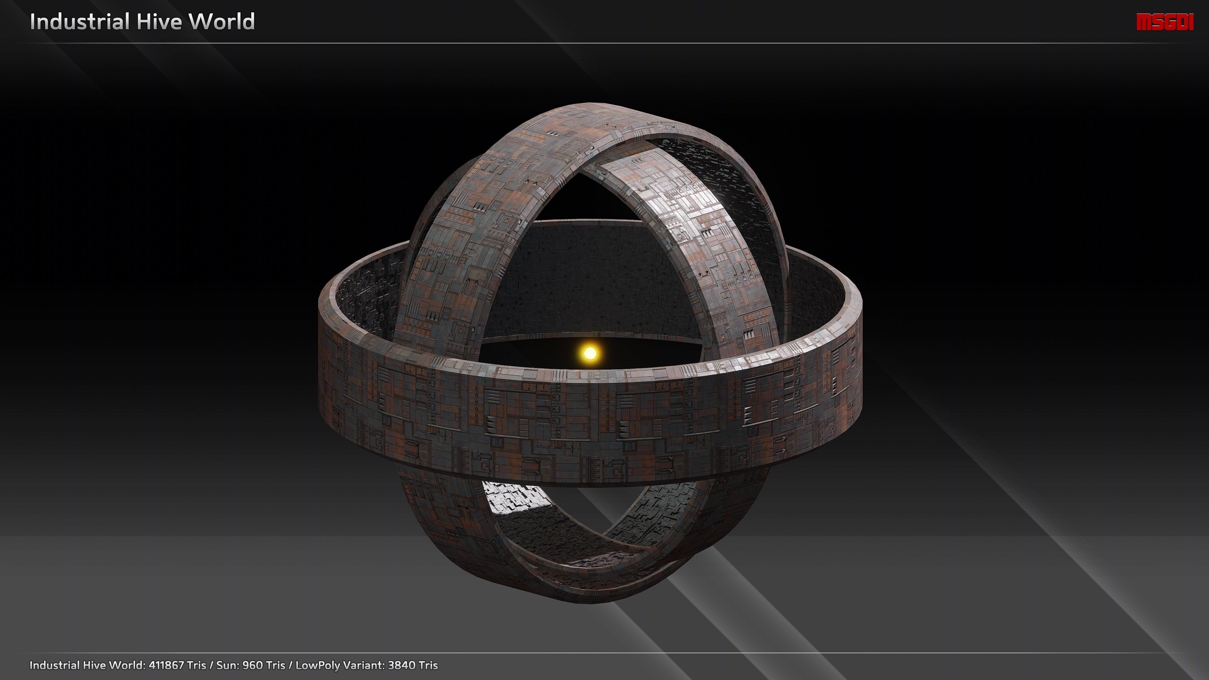 Space Mega Structures Collection Low-poly 3D model_4