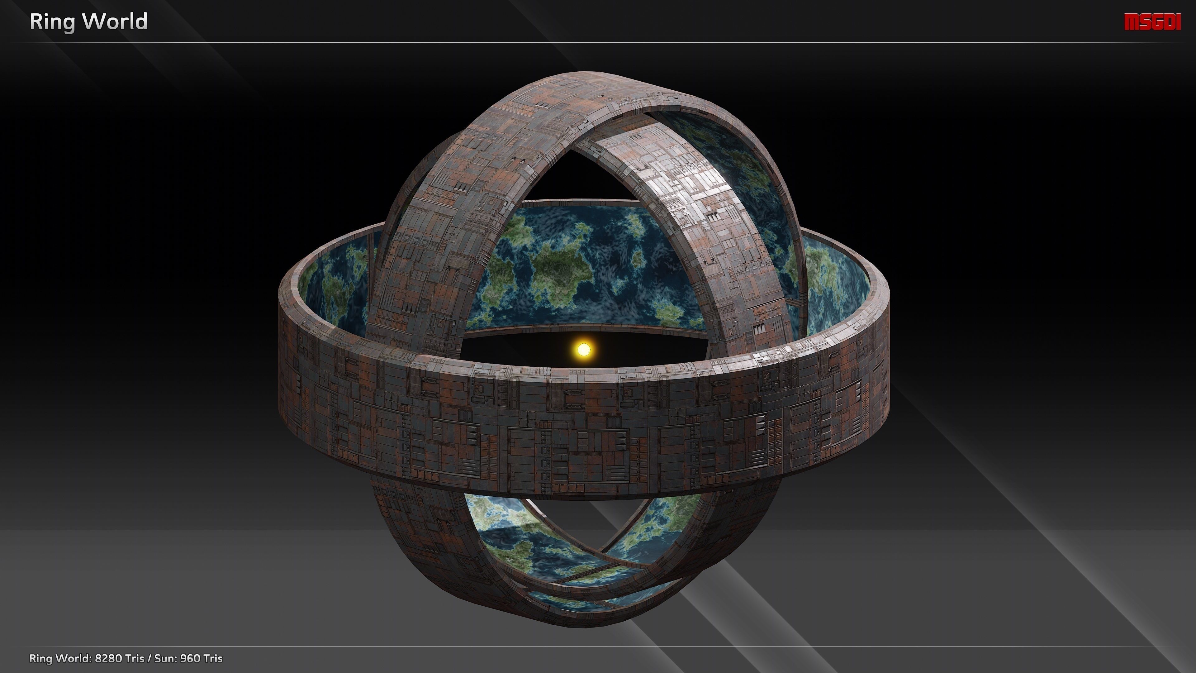 Space Mega Structures Collection Low-poly 3D model_3