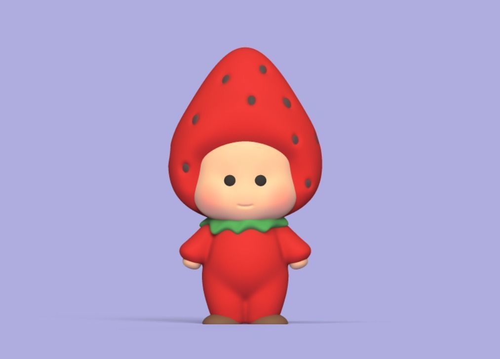 Fruit Kid - Strawberry 3D print model_1