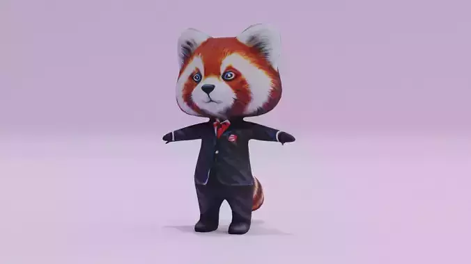Red Panda Suit Charatcer T-Pose Low-poly 3D model