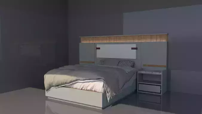 Olive Twin Line Bed Set - Master  3D model