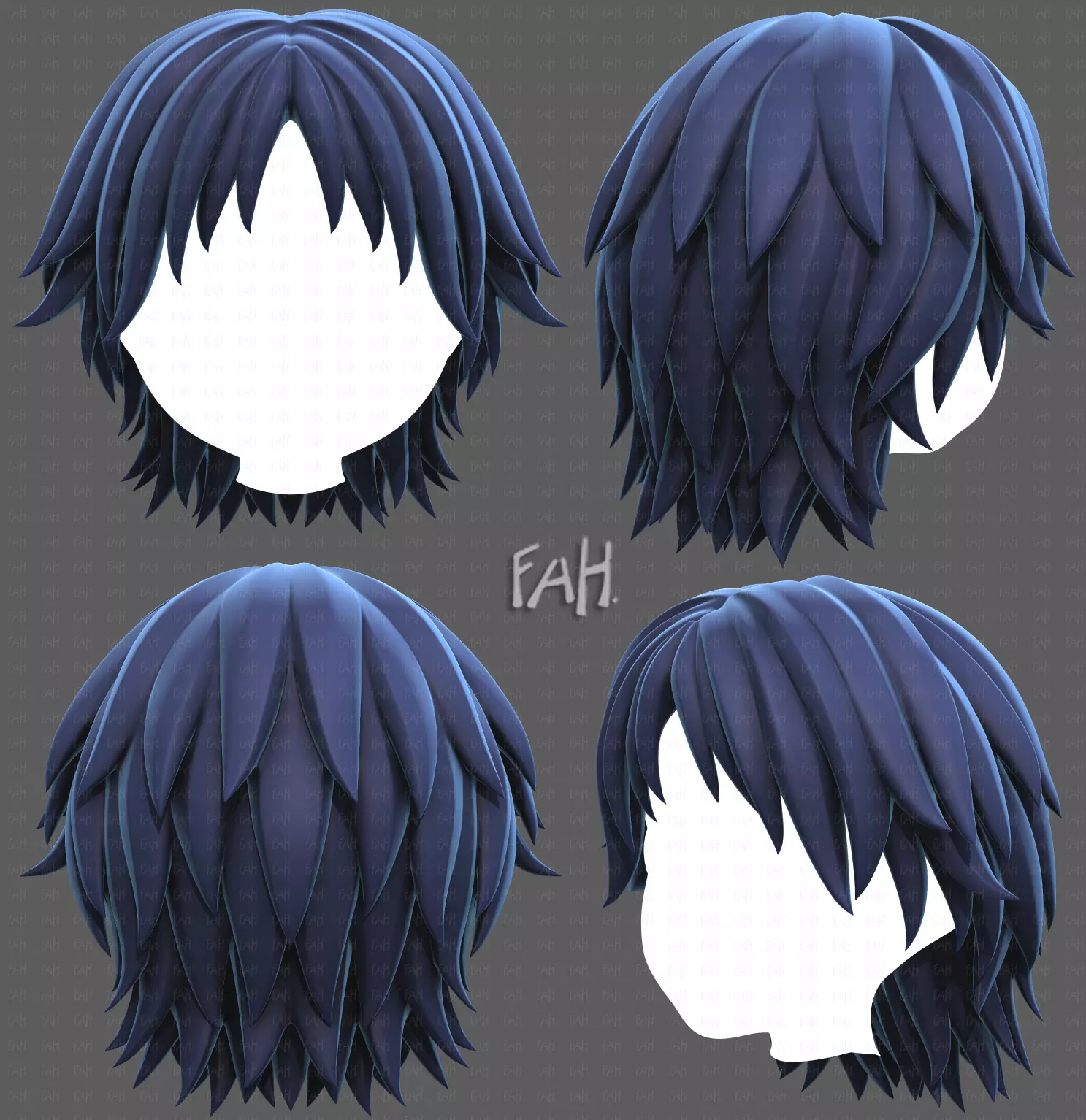 Base Hair for Boy V63 Low-poly 3D model