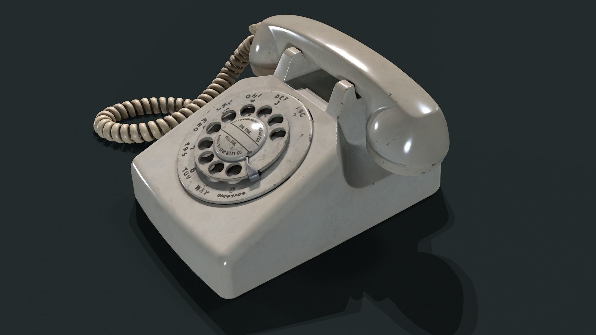 70s Retro Rotary Telephone Low-poly 3D model_3