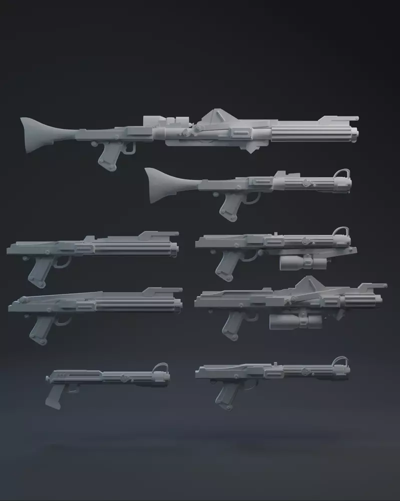 Clone Trooper One-Twelfth Scale Variant Blasters 3D print model