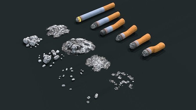Cigarette and Ash Kit  Low-poly 3D model