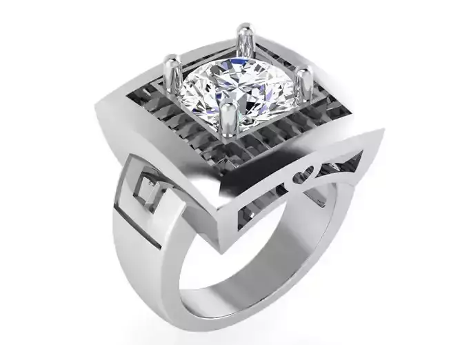 Round Diamond Square Ring 3225