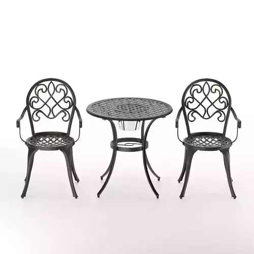 Outdoor 3 Piece Patio Bistro Set of Table and Chairs 
