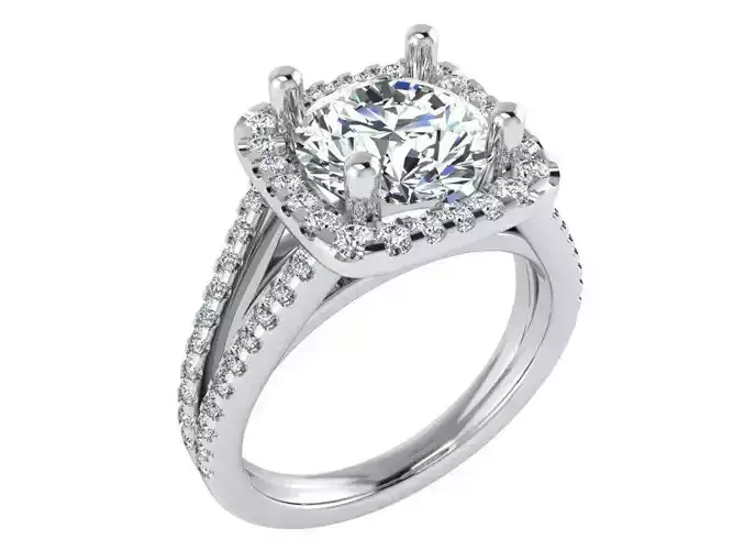 Square Halo Split Shank Ring 3228