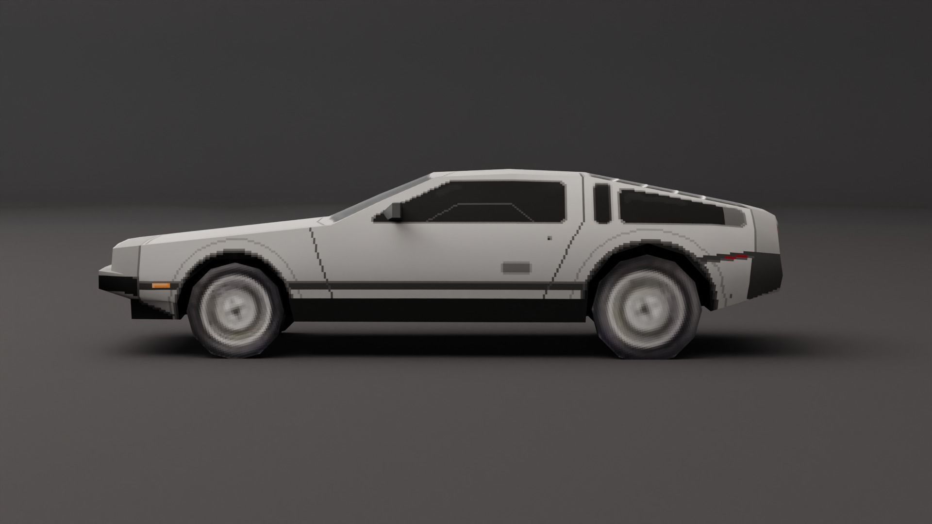 Delorean DMC 12 PS1 style Low-poly 3D model_3