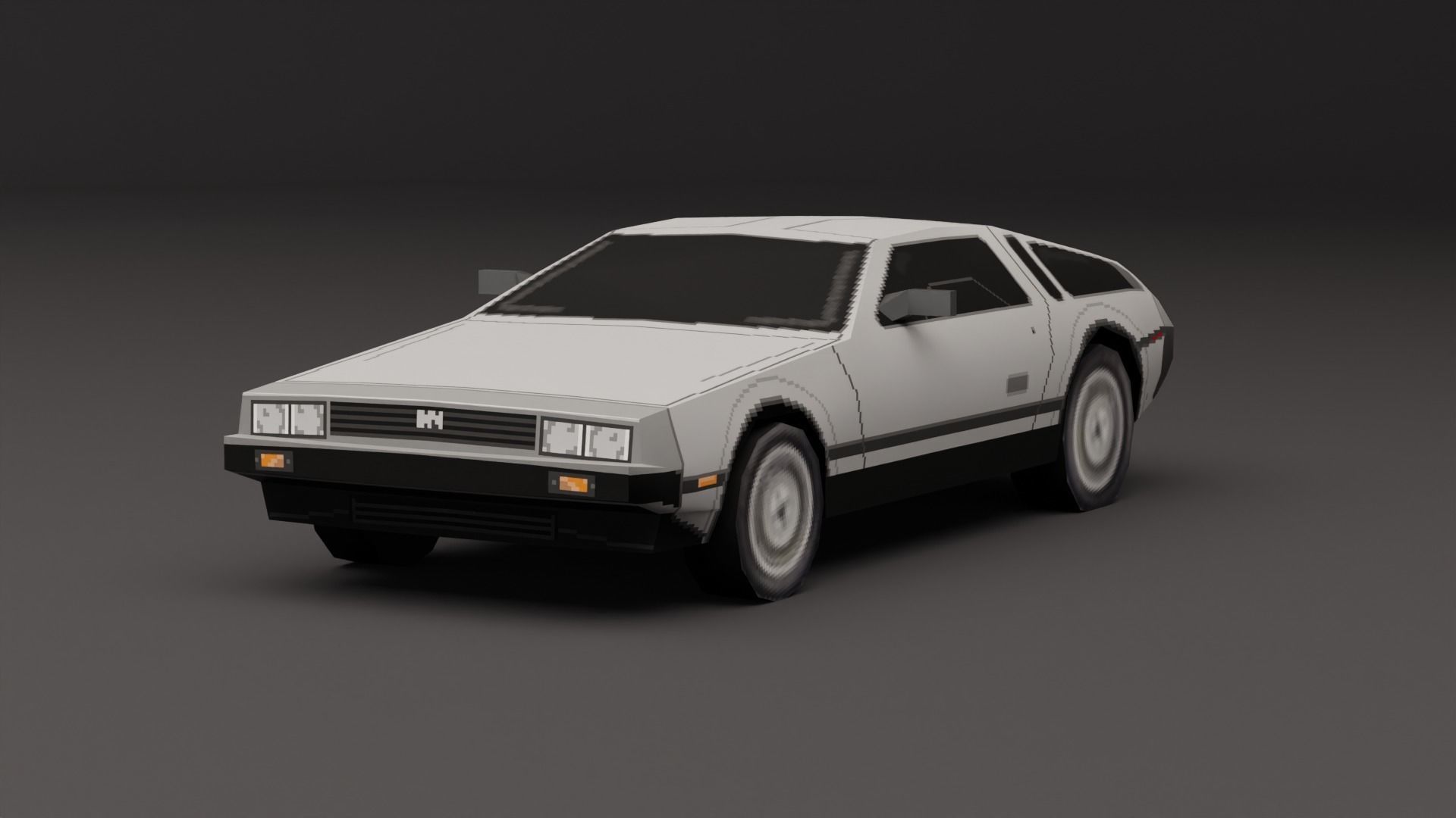 Delorean DMC 12 PS1 style Low-poly 3D model_1