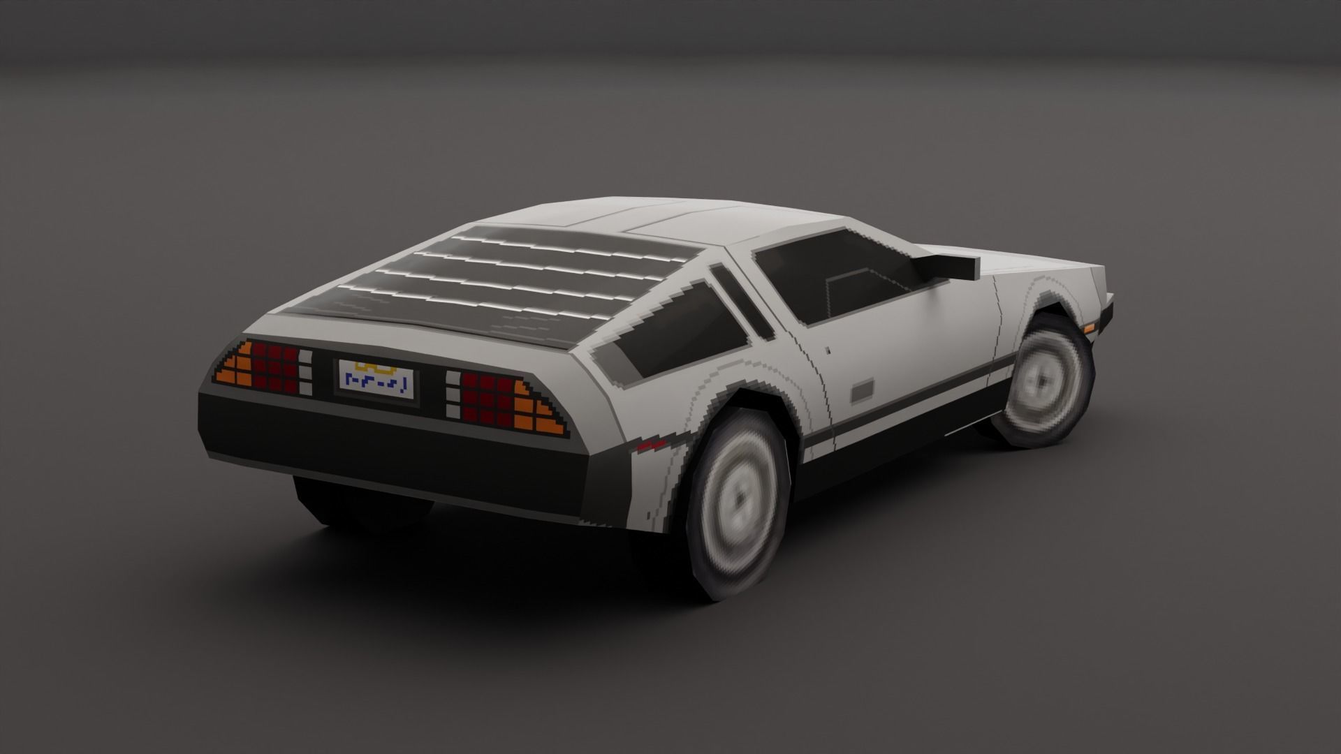Delorean DMC 12 PS1 style Low-poly 3D model_4
