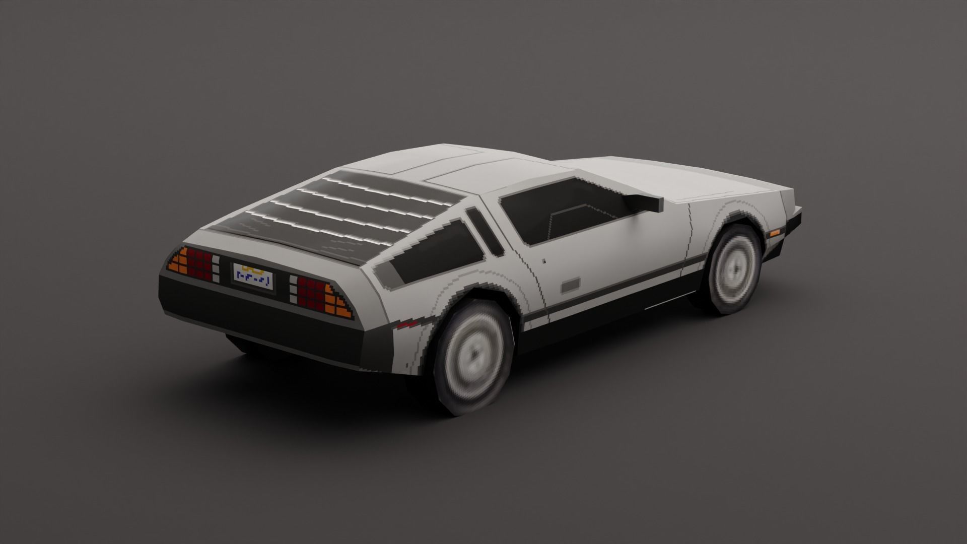 Delorean DMC 12 PS1 style Low-poly 3D model_5