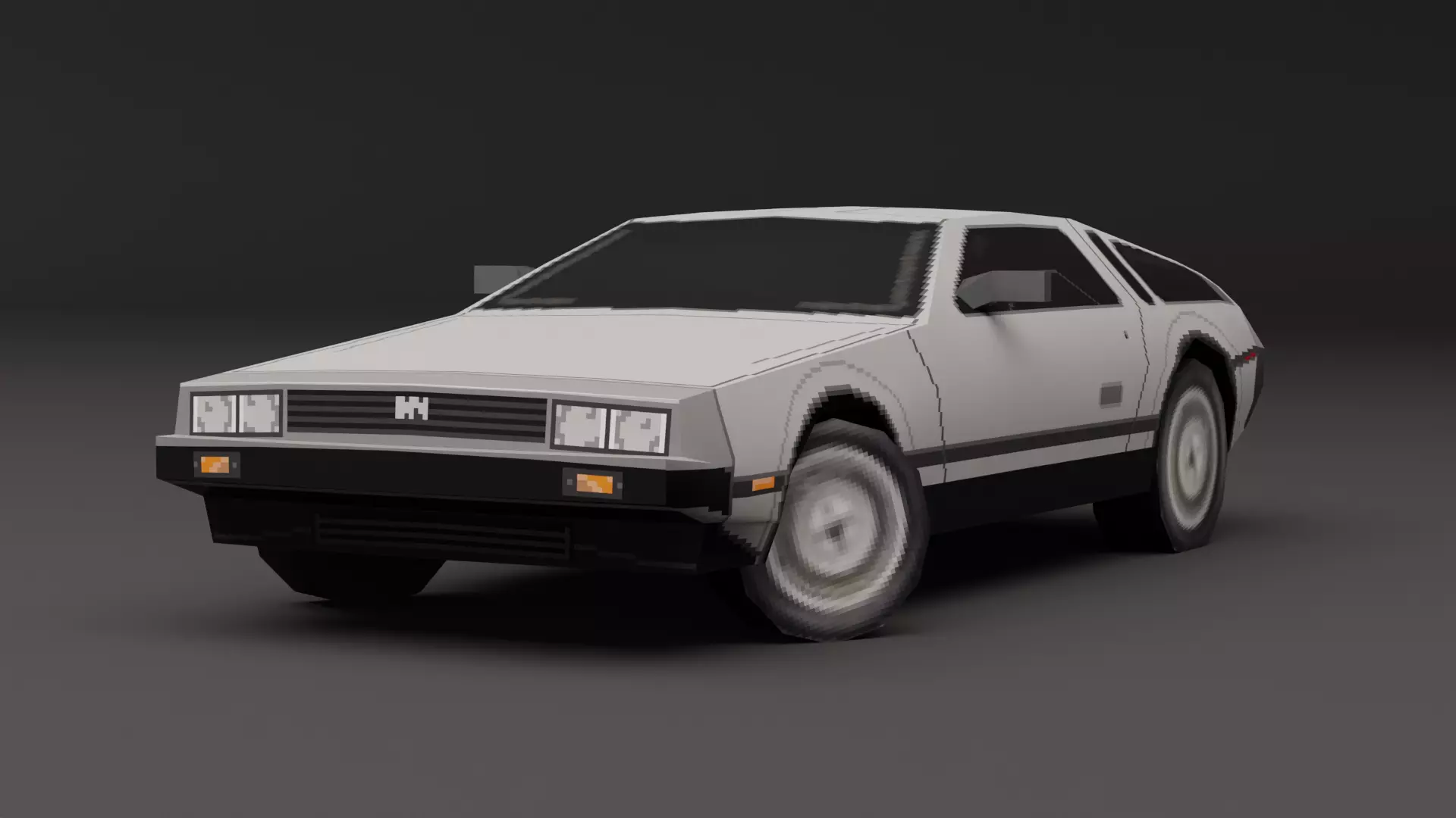 Delorean DMC 12 PS1 style Low-poly 3D model_0