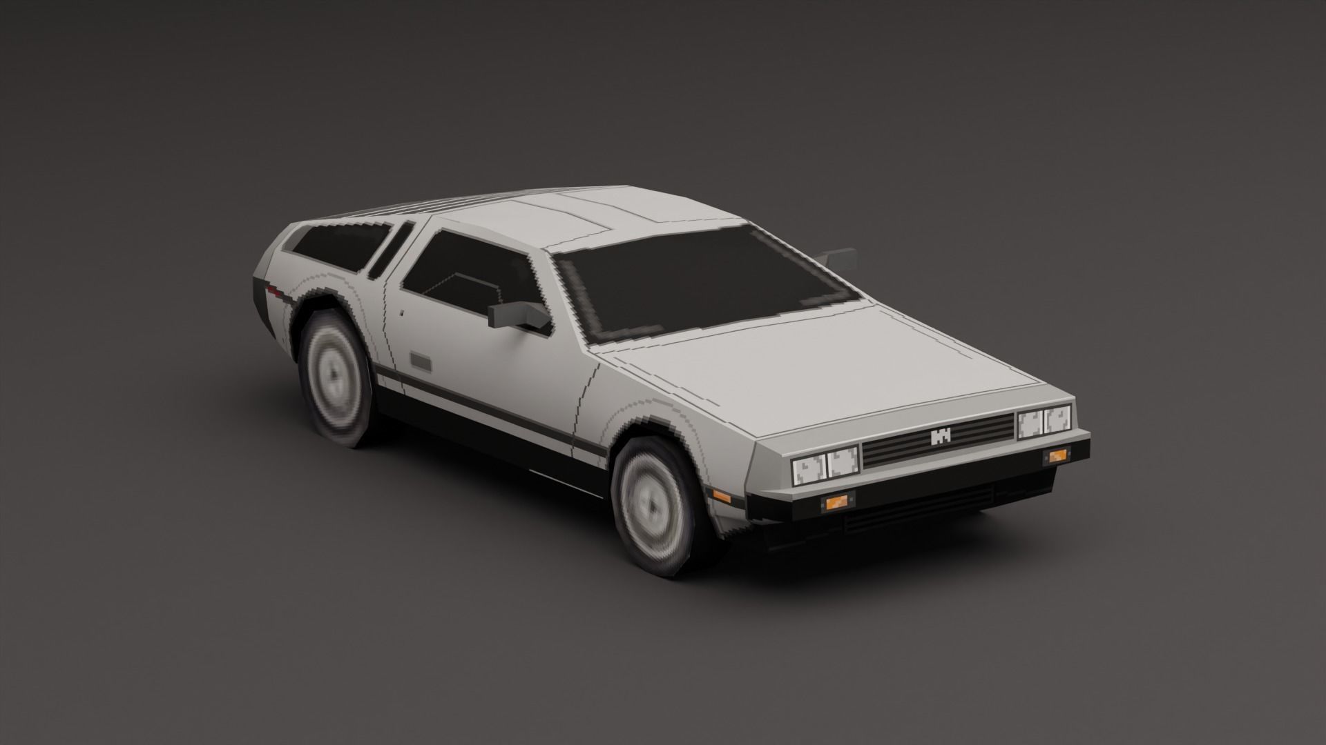 Delorean DMC 12 PS1 style Low-poly 3D model_2