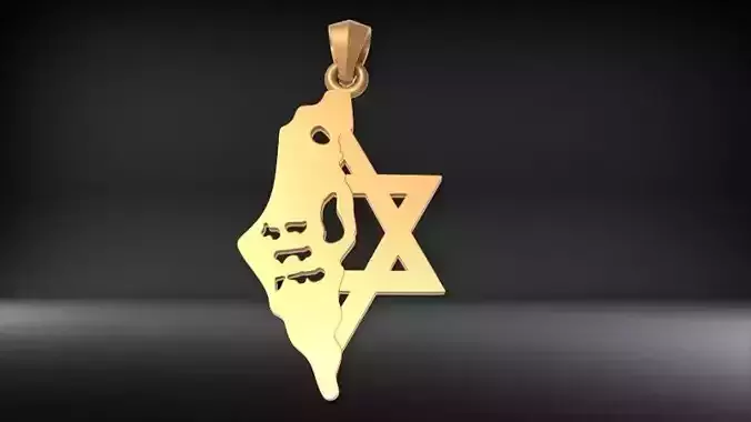 Map of Israel Necklace with Star of David Pendant Jewelry  3D print model