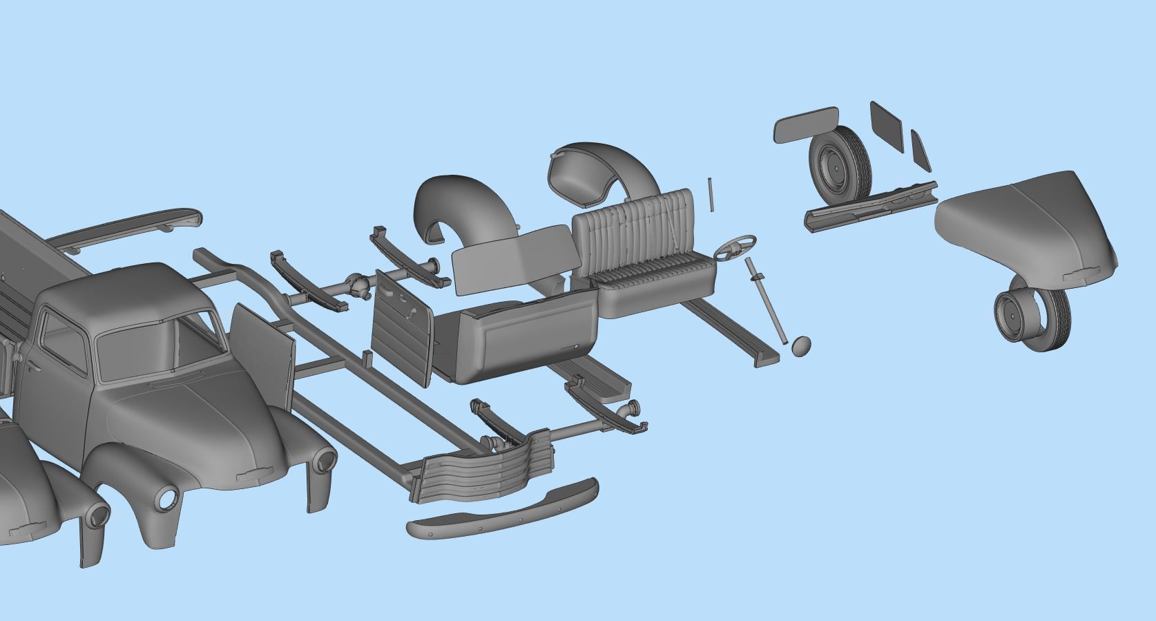 1951 Pickup 3100 3d printed Cars Old pickup 3D print model_13