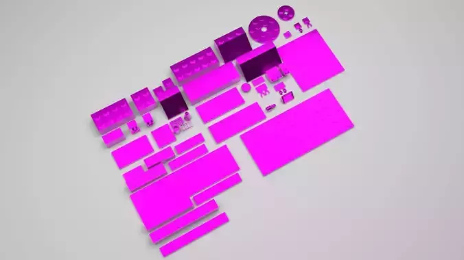 Pink Metallic Lego Bricks Set