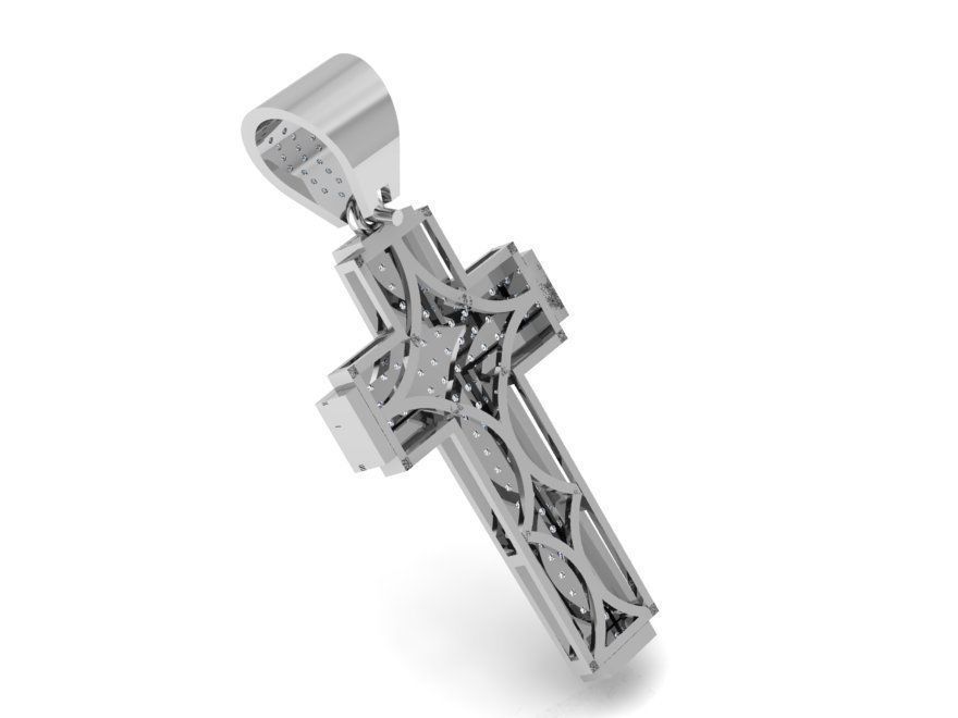 Cross Diamond Pendant 3243 3D print model_3