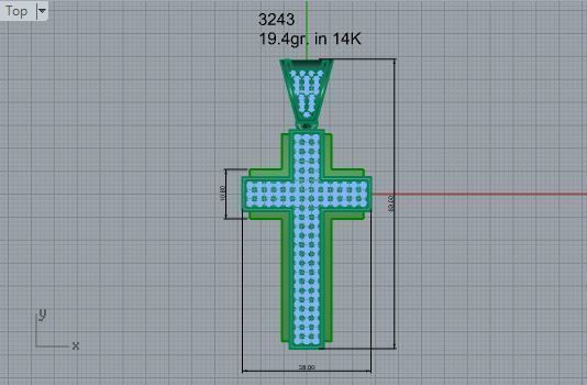 Cross Diamond Pendant 3243 3D print model_4