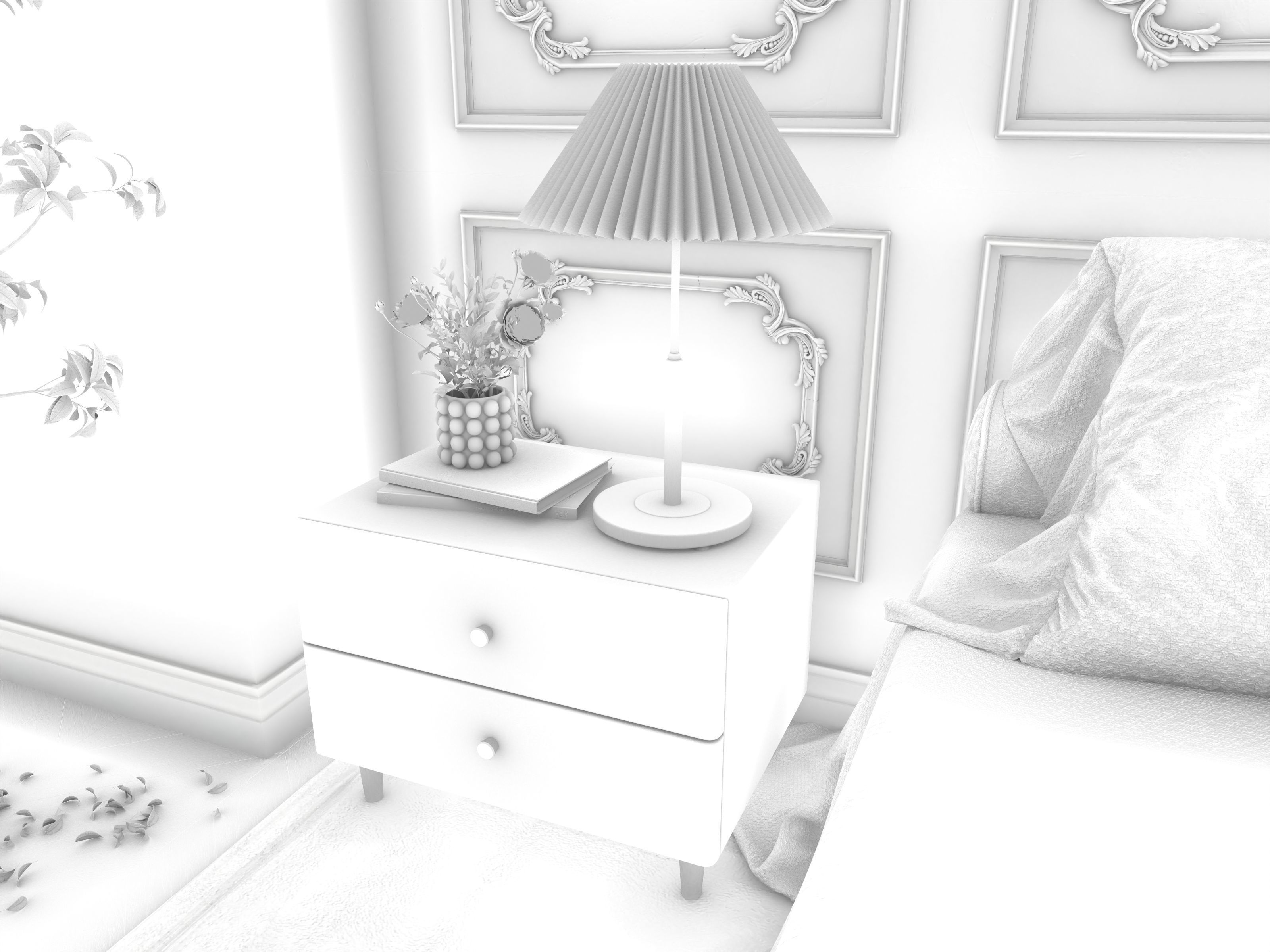 Cozy Bedroom Interior Scene 016 3D model_11