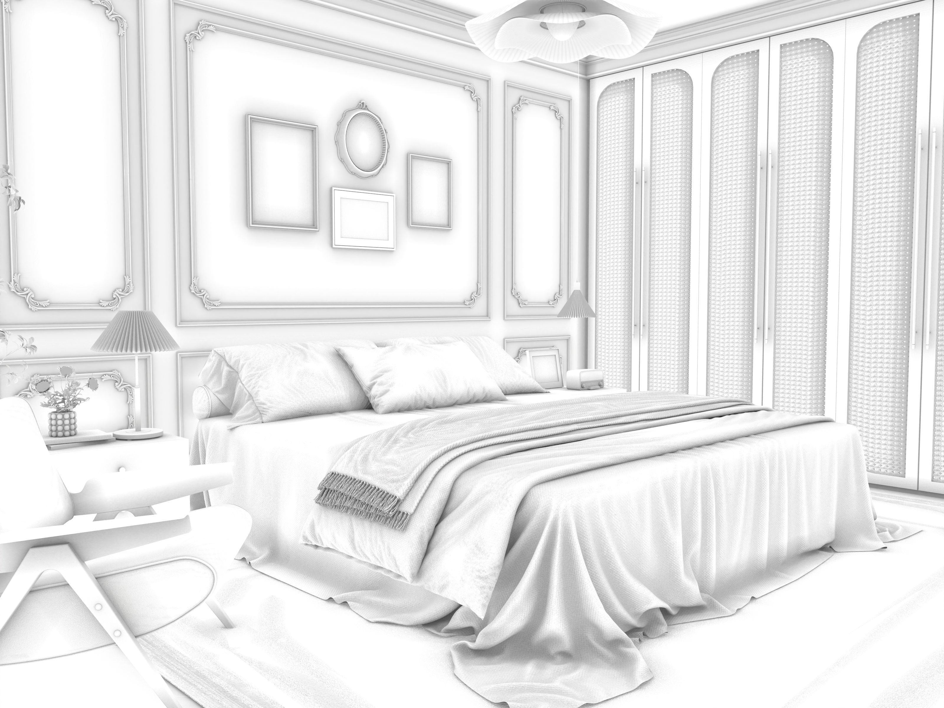Cozy Bedroom Interior Scene 016 3D model_9